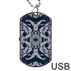 Cobalt Grey Arabesque Dog Tag Usb Flash (two Sides) by kaleidomarblingart