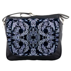 Cobalt Grey Arabesque Messenger Bag by kaleidomarblingart