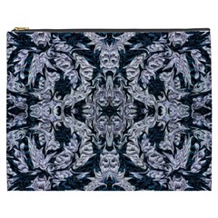 Cobalt Grey Arabesque Cosmetic Bag (xxxl) by kaleidomarblingart