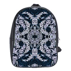 Cobalt Grey Arabesque School Bag (xl) by kaleidomarblingart