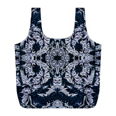 Cobalt Grey Arabesque Full Print Recycle Bag (l) by kaleidomarblingart