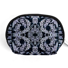 Cobalt Grey Arabesque Accessory Pouch (medium) by kaleidomarblingart