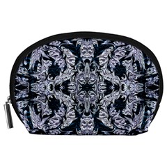 Cobalt Grey Arabesque Accessory Pouch (large) by kaleidomarblingart