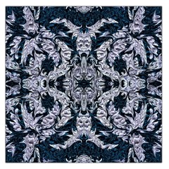 Cobalt Grey Arabesque Square Satin Scarf (36  X 36 ) by kaleidomarblingart