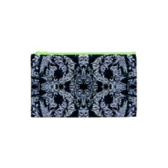 Cobalt Grey Arabesque Cosmetic Bag (xs) by kaleidomarblingart