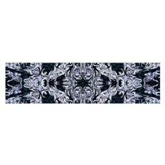 Cobalt Grey Arabesque Oblong Satin Scarf (16  X 60 ) by kaleidomarblingart