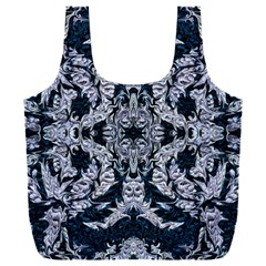 Cobalt Grey Arabesque Full Print Recycle Bag (xxl) by kaleidomarblingart