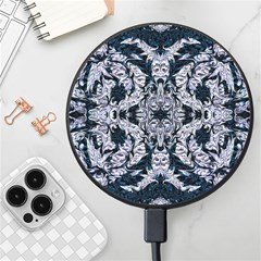 Cobalt Grey Arabesque Wireless Fast Charger(black) by kaleidomarblingart