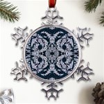 Cobalt Grey Arabesque Metal Large Snowflake Ornament Front