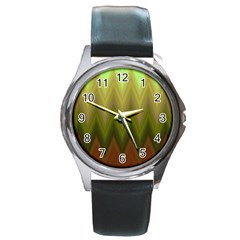 Zig Zag Chevron Classic Pattern Round Metal Watch