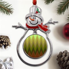 Zig Zag Chevron Classic Pattern Metal Snowman Ornament