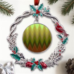 Zig Zag Chevron Classic Pattern Metal X mas Wreath Holly Leaf Ornament