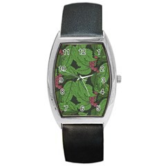 Seamless-pattern-with-hand-drawn-guelder-rose-branches Barrel Style Metal Watch by uniart180623