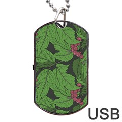 Seamless-pattern-with-hand-drawn-guelder-rose-branches Dog Tag Usb Flash (one Side) by uniart180623