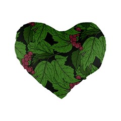 Seamless-pattern-with-hand-drawn-guelder-rose-branches Standard 16  Premium Heart Shape Cushions by uniart180623