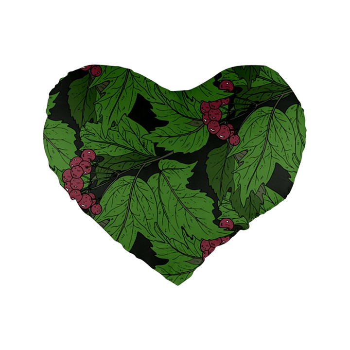 Seamless-pattern-with-hand-drawn-guelder-rose-branches Standard 16  Premium Heart Shape Cushions