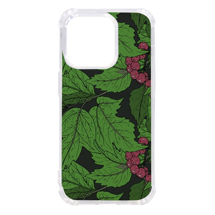 Seamless-pattern-with-hand-drawn-guelder-rose-branches iPhone 14 Pro TPU UV Print Case