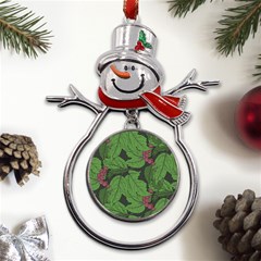 Seamless-pattern-with-hand-drawn-guelder-rose-branches Metal Snowman Ornament