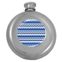 Zigzag-pattern-seamless-zig-zag-background-color Round Hip Flask (5 Oz) by uniart180623