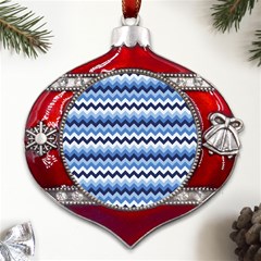 Zigzag-pattern-seamless-zig-zag-background-color Metal Snowflake And Bell Red Ornament