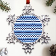 Zigzag-pattern-seamless-zig-zag-background-color Metal Large Snowflake Ornament by uniart180623