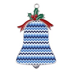 Zigzag-pattern-seamless-zig-zag-background-color Metal Holly Leaf Bell Ornament by uniart180623