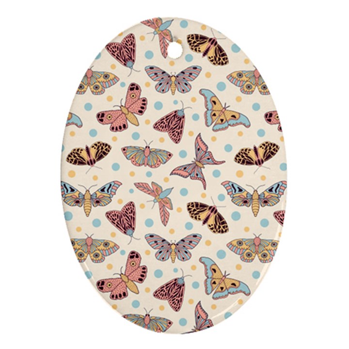 Pattern-with-butterflies-moths Ornament (Oval)