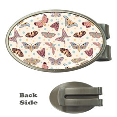 Pattern-with-butterflies-moths Money Clips (Oval) 