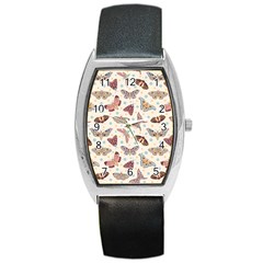 Pattern-with-butterflies-moths Barrel Style Metal Watch