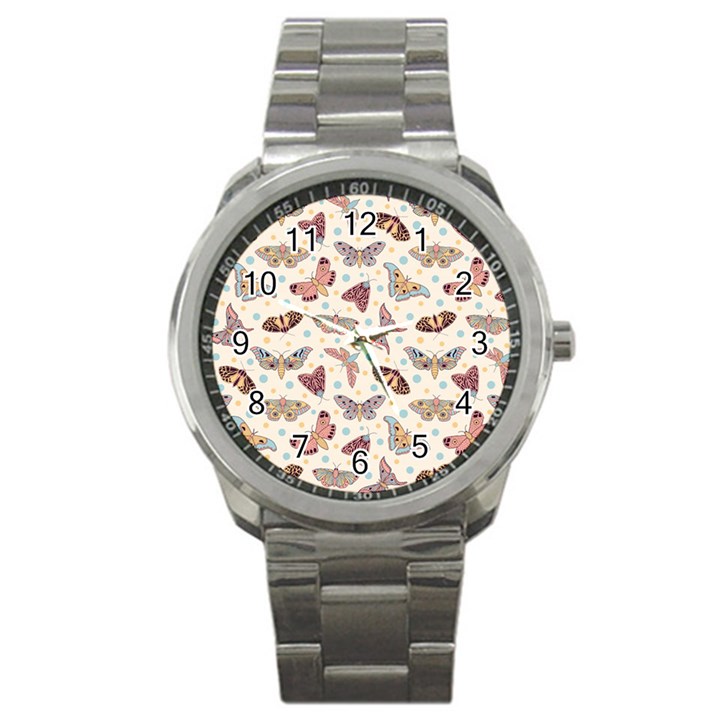 Pattern-with-butterflies-moths Sport Metal Watch