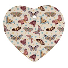 Pattern-with-butterflies-moths Heart Ornament (Two Sides)