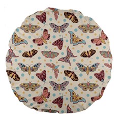 Pattern-with-butterflies-moths Large 18  Premium Round Cushions