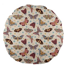 Pattern-with-butterflies-moths Large 18  Premium Flano Round Cushions