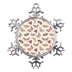 Pattern-with-butterflies-moths Metal Large Snowflake Ornament