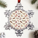 Pattern-with-butterflies-moths Metal Large Snowflake Ornament Front