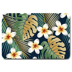 Seamless-pattern-with-tropical-strelitzia-flowers-leaves-exotic-background Large Doormat by uniart180623