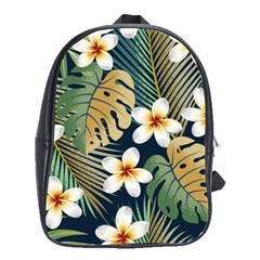 Seamless-pattern-with-tropical-strelitzia-flowers-leaves-exotic-background School Bag (large) by uniart180623