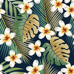 Seamless-pattern-with-tropical-strelitzia-flowers-leaves-exotic-background Play Mat (square) by uniart180623