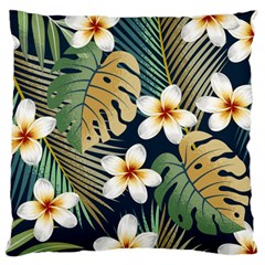 Seamless-pattern-with-tropical-strelitzia-flowers-leaves-exotic-background Large Cushion Case (one Side) by uniart180623