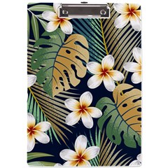 Seamless-pattern-with-tropical-strelitzia-flowers-leaves-exotic-background A4 Acrylic Clipboard by uniart180623