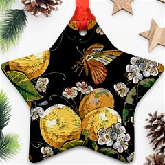 Embroidery-blossoming-lemons-butterfly-seamless-pattern Star Ornament (two Sides) by uniart180623