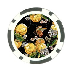 Embroidery-blossoming-lemons-butterfly-seamless-pattern Poker Chip Card Guard by uniart180623