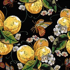 Embroidery-blossoming-lemons-butterfly-seamless-pattern Play Mat (square) by uniart180623