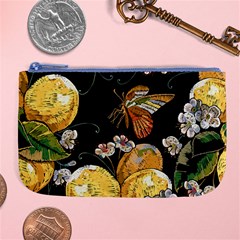 Embroidery-blossoming-lemons-butterfly-seamless-pattern Large Coin Purse by uniart180623