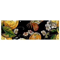 Embroidery-blossoming-lemons-butterfly-seamless-pattern Banner And Sign 9  X 3  by uniart180623