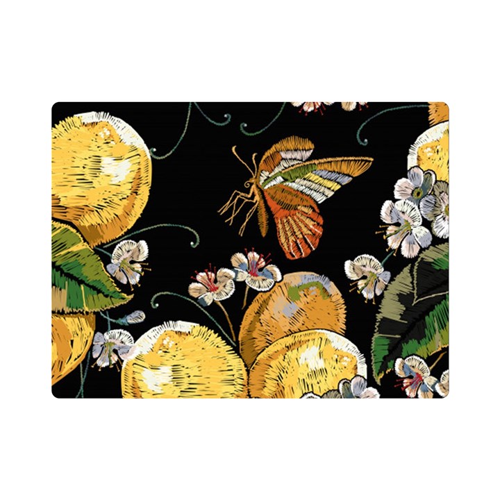 Embroidery-blossoming-lemons-butterfly-seamless-pattern Premium Plush Fleece Blanket (Mini)