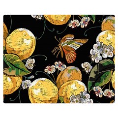 Embroidery-blossoming-lemons-butterfly-seamless-pattern Premium Plush Fleece Blanket (medium) by uniart180623