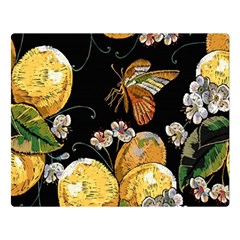 Embroidery-blossoming-lemons-butterfly-seamless-pattern Premium Plush Fleece Blanket (large)