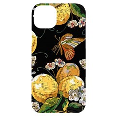 Embroidery-blossoming-lemons-butterfly-seamless-pattern Iphone 14 Plus Black Uv Print Case by uniart180623