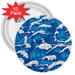 Storm-waves-seamless-pattern-raging-ocean-water-sea-wave-vintage-japanese-storms-print-illustration- 3  Buttons (10 Pack)  by uniart180623